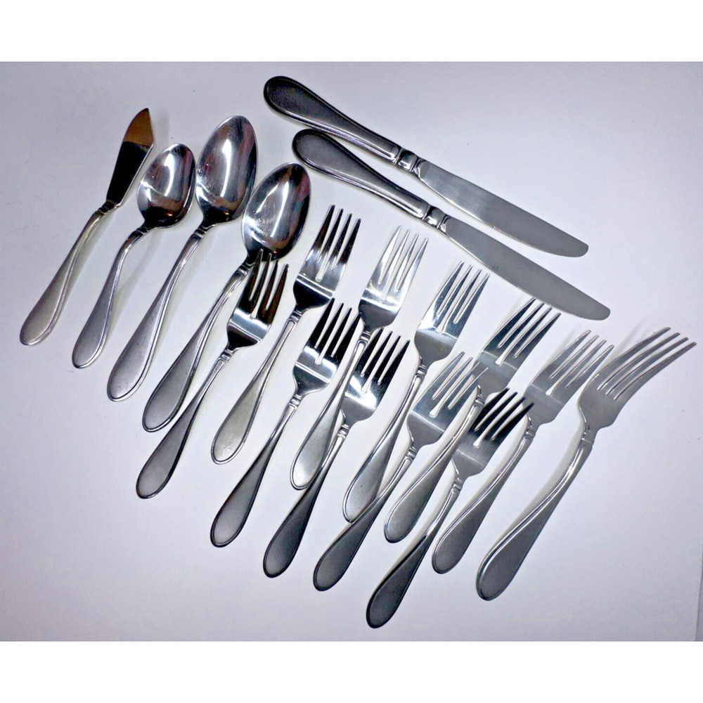 Cambridge Frosted Satin Stainless Flatware Replacement 17 Pc Knife Fork Spoon
